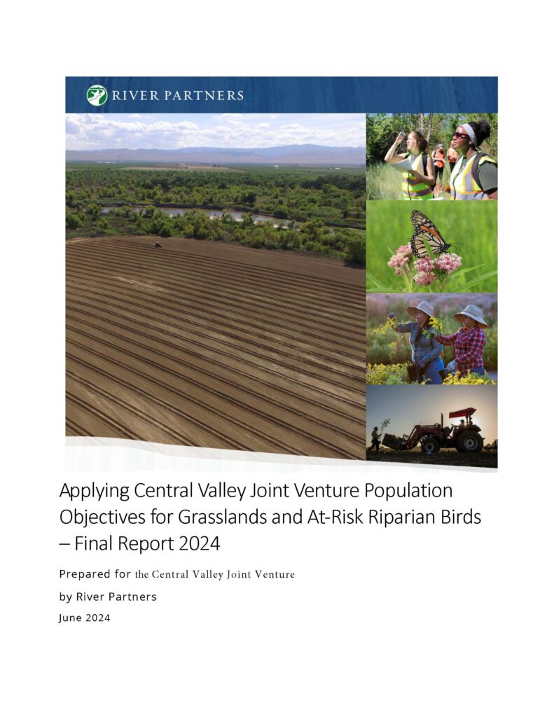 Cover page of Applying Central Valley Joint Venture Population Objectives for Grasslands and At-Risk Riparian Birds - Final Report