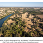 An aerial photo of The Jelly’s Ferry parcel lies within the BLM’s Sacramento River Bend Area of Critical Environmental Concern, upstream of Red Bluff.